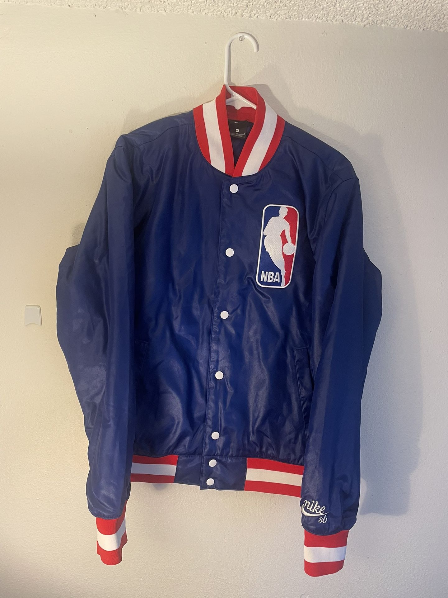 Nike SB x NBA Red And Blue Satin Bomber Jacket