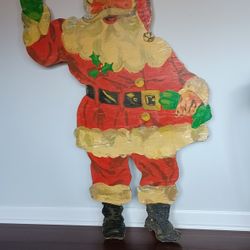 Vintage 1(contact info removed)'s Plywood Santa Wooden Display Hand Painted Color 47" x 30"