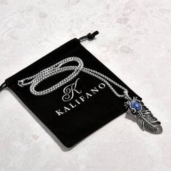 Kalifano Silver Feather Pendant Necklace