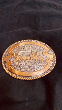 made in the USA Vintage Cromrine belt, buckle, silver with gold ribbon and gold inlay made in the USA USA