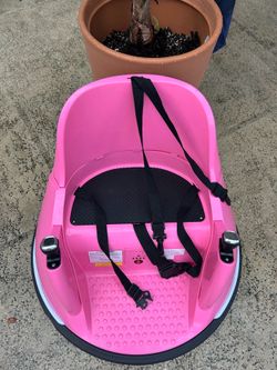 Kidzone 12V Electric Ride-On Bumper Car in pink.