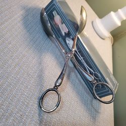 International Silver Co Boston (contact info removed)5 Silver Plated Scissor Salad Tongs 10.5” 