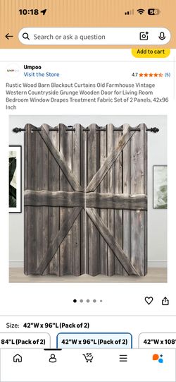 Rustic Barn Door Window Curtains 53x94 inch, 2 Panels
