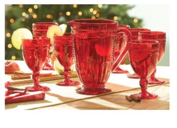 Marbella Ruby pitcher And 4 Piece Glass Set