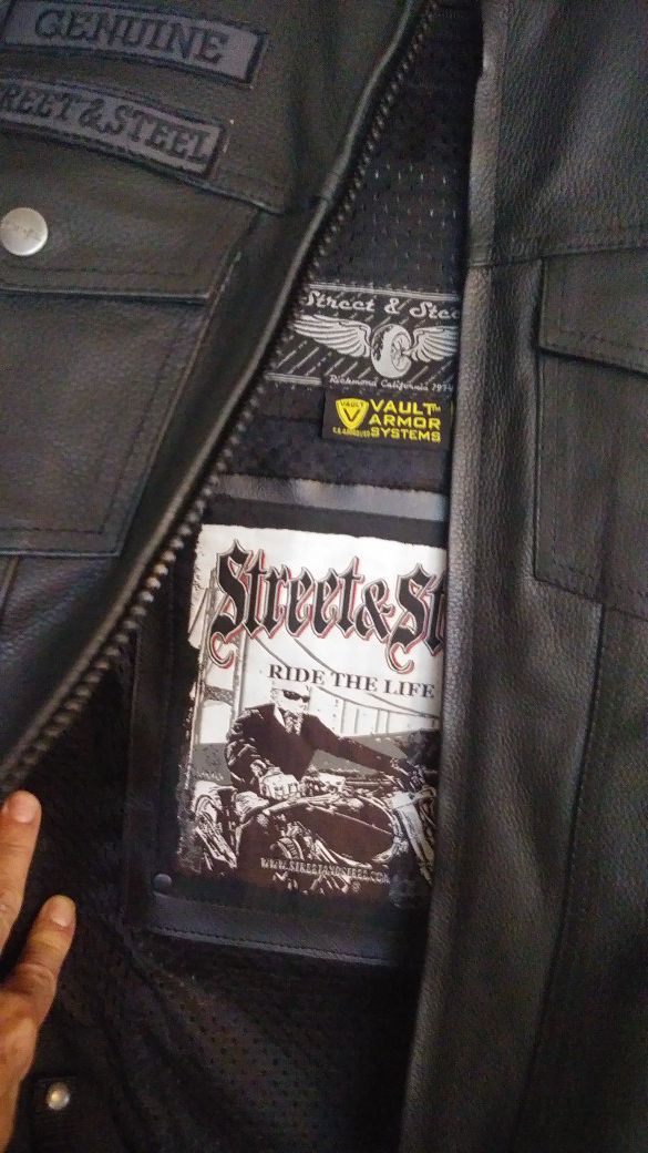 "Street & Steel" Black leather motorcycle vest