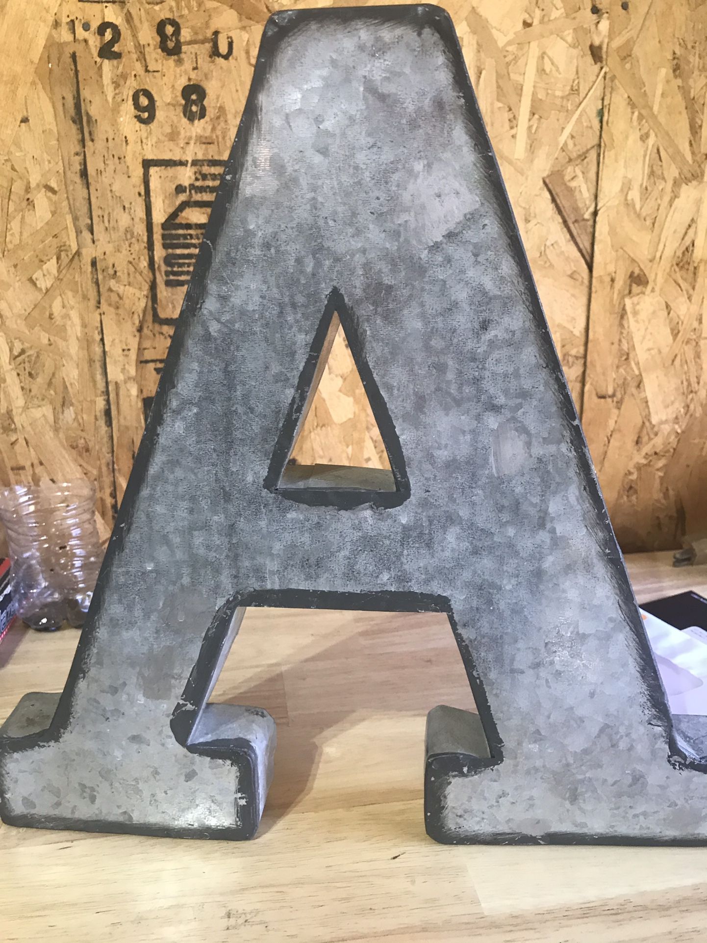 Galvanized Letter A Sign