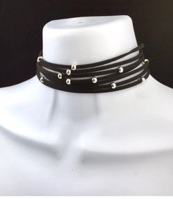 Black Suede Bead Choker!