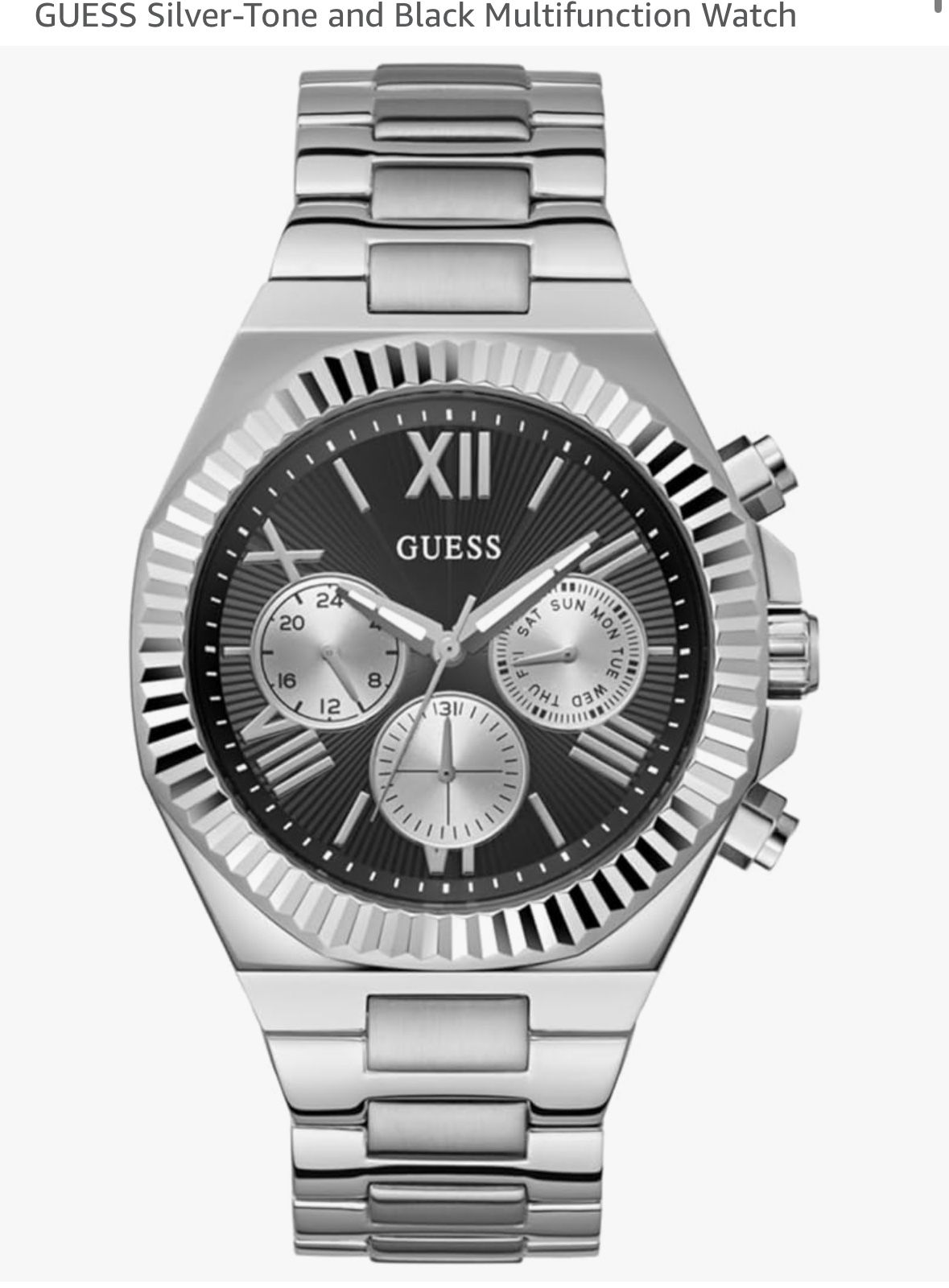 GUESS Silver-Tone and Black Multifunction Watch