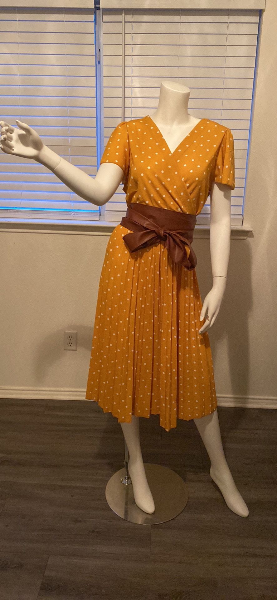 Mustard Yellow Polka Dot Dress 16(1X)- Arlington 
