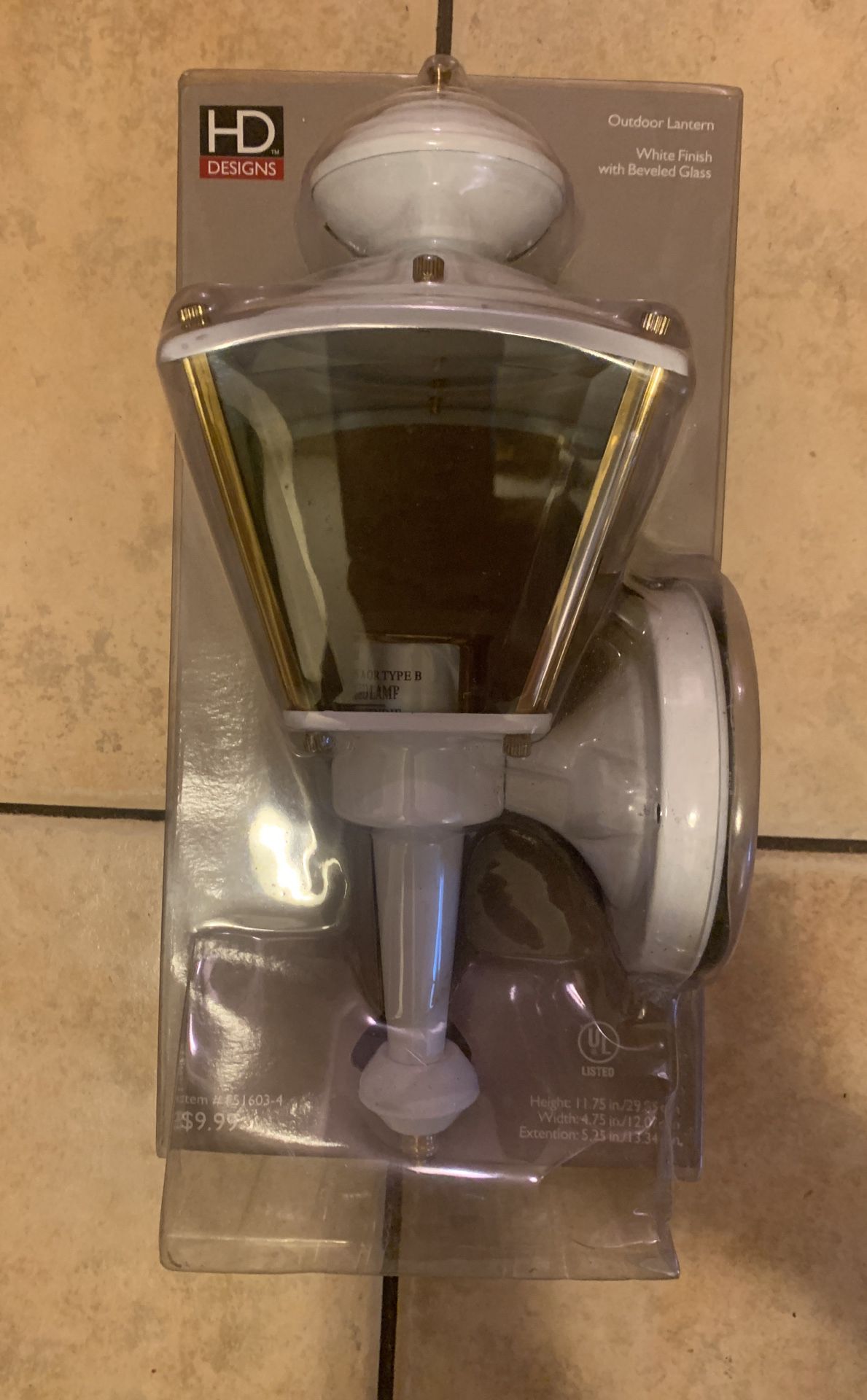 Two HD Designs White Outdoor Beveled Glass Lanterns