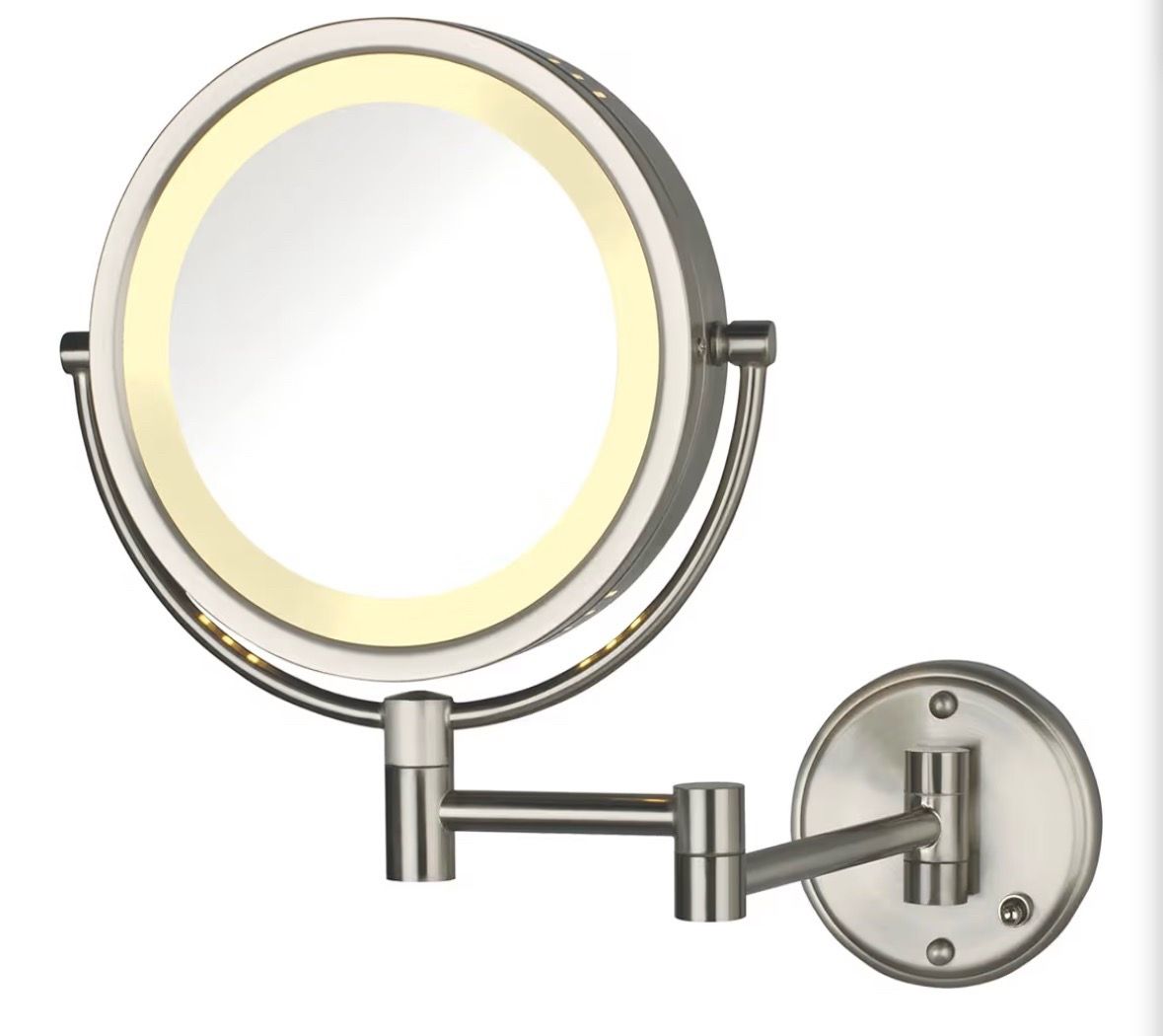 $40 (1) JERDON Wall-Mounted Makeup Mirror with LED Lighting - Direct Wire Lighted Makeup Mirror Chrome Finish