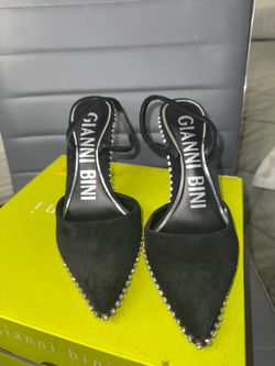Gianni Bini Black Suede Pointed-Toe Flats