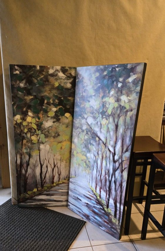 Pair Of 24x54 Canvas Art Pieces