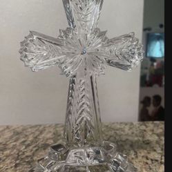Vintage German LENOX Jeweled Crystal Cross 8" Inspirational Collection Sapphire Blue