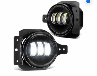 DNA MOTORING Pair LED Projector Fog Lights Compatible with Jeep Wrangler JL 18-26 / Gladiator 20-23