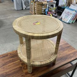 Bella 24in. Natural Round Rattan End Table