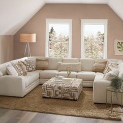 Brand New Super Plush Tan U-Shaped Sectional Sofa (Ottoman Sold Separately)
