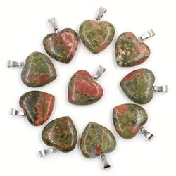 6PCS Charming Quartz Stone Heart Pendant Bead Jewelry Accessories