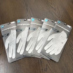 5 Wilson Staff Ladies Conform Golf Gloves - Left Hand - L/White. New.
