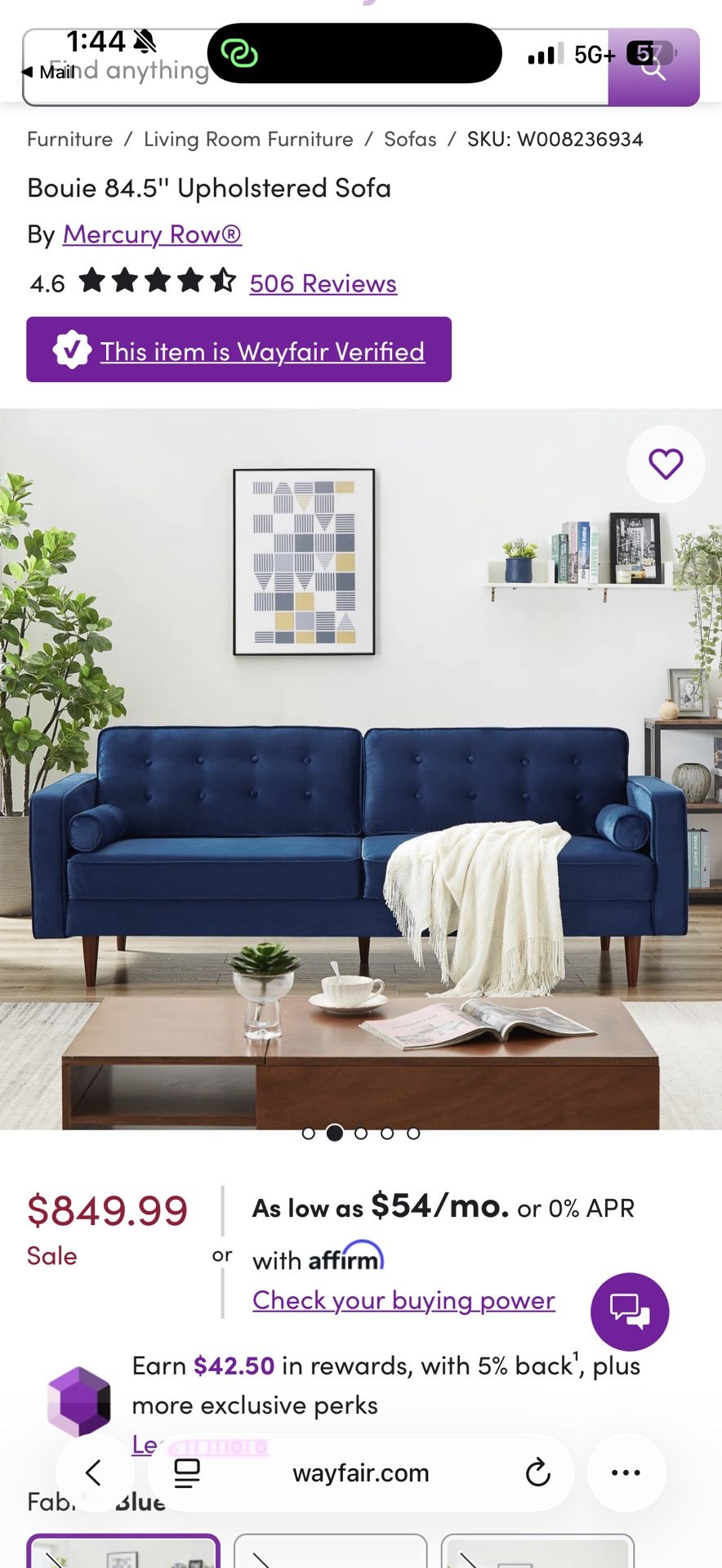 Blue Velvet Couch And Blue Velvet Armchair