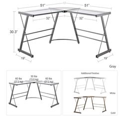 Glass L Desk