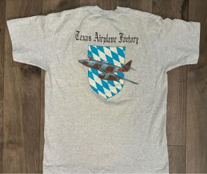 Vintage Fruit Of The Loom T-Shirt Texas Airplane Factory USA Made Single Stitch