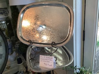 Silver-Plated Rectangle Serving Tray 14x18 (2 available)