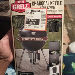 EXPERT GRILL ~ CHARCOAL KETTLE GRILL COVER UP TO 28" ~ WATER & UV RESIST ~ BLACK