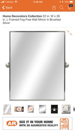 Home Decorators Collection 22 in. W x 28 in. L Framed Fog Free Wall Mirror in Brushed Silverman