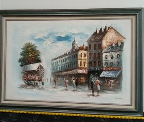 B. Burnett Signed Paris Street Scene Oil Painting
