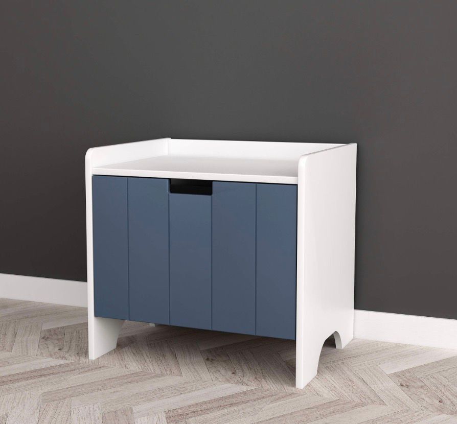 White and Dark Grey Finish Kids Room Nightstand Side End Table with Drawer