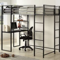 Twin Bunk Bed Frame W/ Desk Brand New In Box 