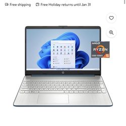 HP 15.6" Screen FHD Laptop Computer, AMD Ryzen 5 5500U, 8GB RAM, 256GB SSD, Spruce Blue, Windows 11