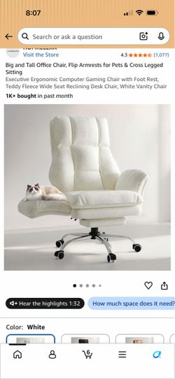 Big and Tall Teddy Fleece Office Chair White