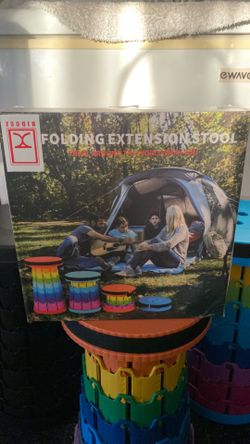 Folding Extension Stool . Only All Black and Blue and Black left. Stool whole up to 300 pounds.