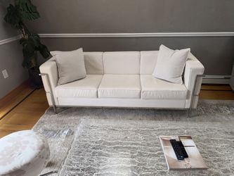 Contemporary White Leather Couch