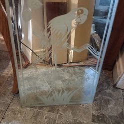 ETCHED TROPICAL PARROT ON MIROR