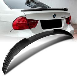 For 2006-2011 BMW E90 3-Series V-Style Real Carbon Fiber Rear Trunk Spoiler Wing -(2-SPC-6159-CF