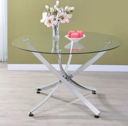 46-inch Glass Top Dining Table Chrome