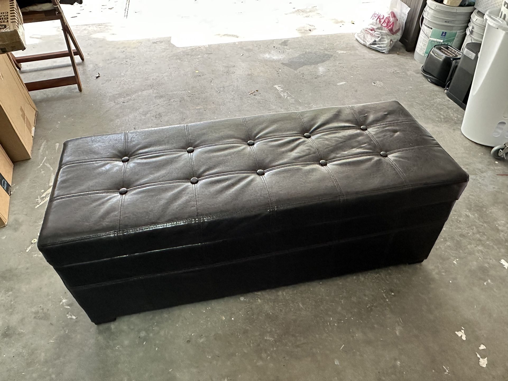 Leather Storage Ottoman Bench