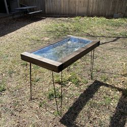 Rustic Glass Top HairPin Dining/Console Table