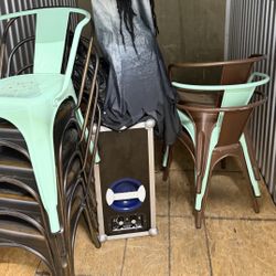 Metal Bistro Chairs – 8 Total (Mint + Copper + Brushed Brown)