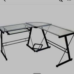 Glass Computer Desk with Metal Frame – Must Go! 