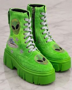 Dolls Kill Club Exx Invade Ur Space Alien Combat Boots