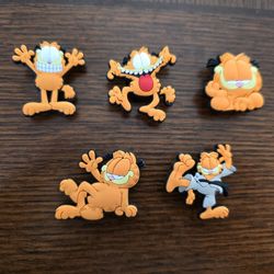 Lot Of 5 Garfield Shoe Charms 