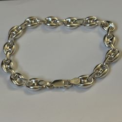 925 Silver 9mm 9” marine chain bracelet