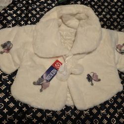 White Faux Fur Jacket 12-18 months