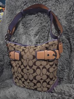 Coach VINTAGE SoHo Slim Convertible Canvas & Purple Suede Crossbody