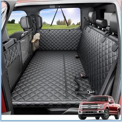 REEVAA Dog Truck Seat Cover for Back Seat, Hard Bottom Dog Hammock for Car, Pet Bed Extender for 2-4 Large Dogs, Waterproof Seat Protector, Universal 