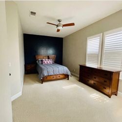 Queen size bed frame, dresser and nightstand